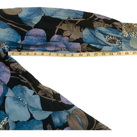 Vintage Long Floral Dress St. Michael Made In Britain 1960s Blue Purple Flowers - Picture 10 of 16